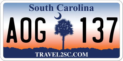 SC license plate AOG137