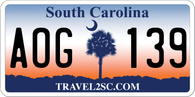 SC license plate AOG139