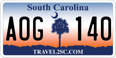 SC license plate AOG140