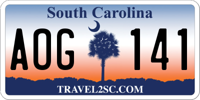 SC license plate AOG141