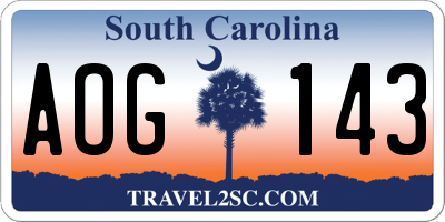 SC license plate AOG143