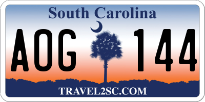 SC license plate AOG144