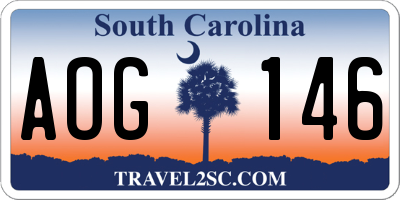 SC license plate AOG146