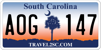 SC license plate AOG147