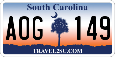 SC license plate AOG149