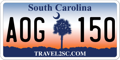 SC license plate AOG150