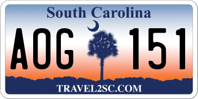 SC license plate AOG151