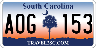 SC license plate AOG153