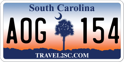 SC license plate AOG154