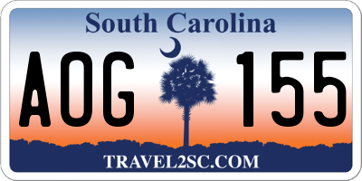 SC license plate AOG155