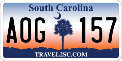 SC license plate AOG157
