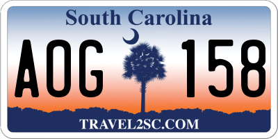 SC license plate AOG158