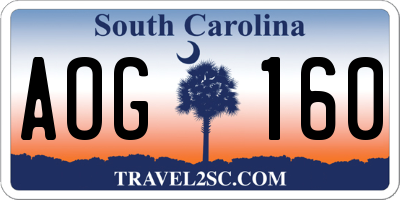 SC license plate AOG160