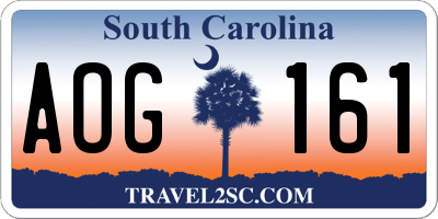 SC license plate AOG161