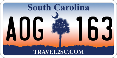 SC license plate AOG163