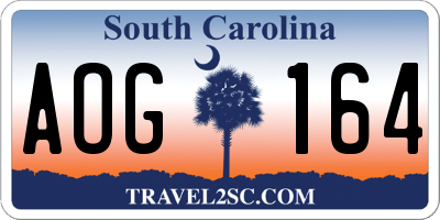 SC license plate AOG164