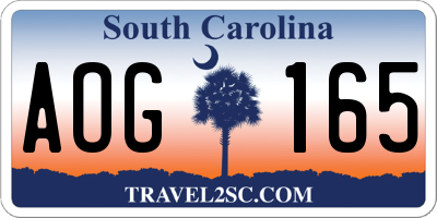 SC license plate AOG165