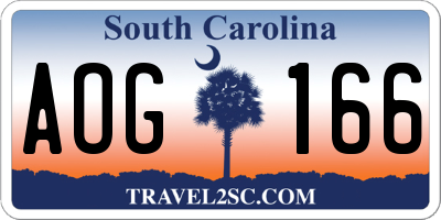 SC license plate AOG166