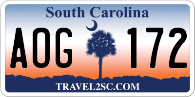 SC license plate AOG172