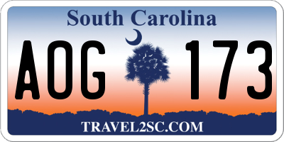SC license plate AOG173