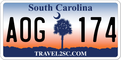 SC license plate AOG174