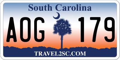 SC license plate AOG179