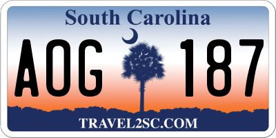 SC license plate AOG187