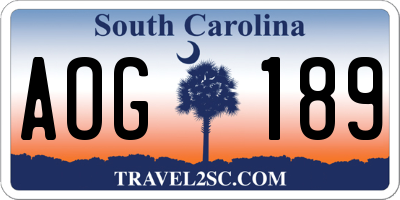 SC license plate AOG189