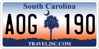 SC license plate AOG190