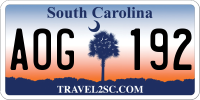 SC license plate AOG192
