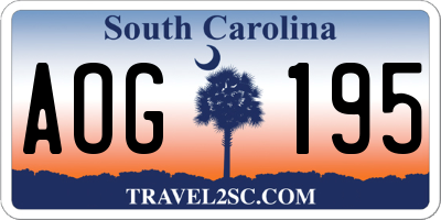 SC license plate AOG195