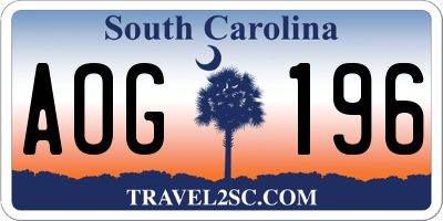 SC license plate AOG196