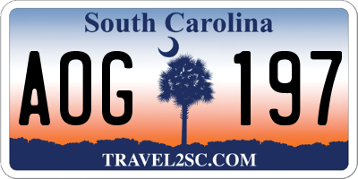 SC license plate AOG197