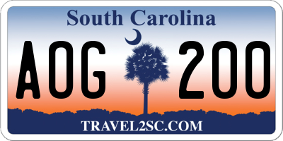 SC license plate AOG200