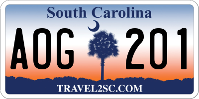 SC license plate AOG201