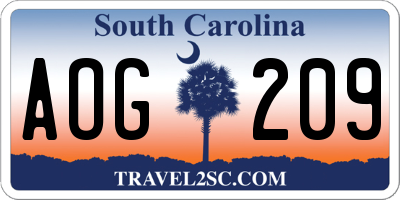 SC license plate AOG209