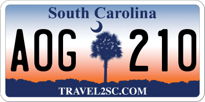 SC license plate AOG210