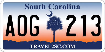 SC license plate AOG213