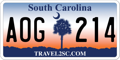 SC license plate AOG214