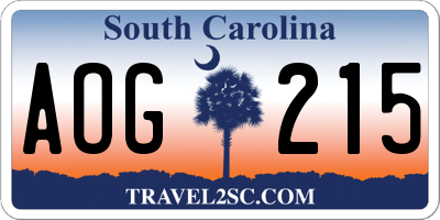 SC license plate AOG215