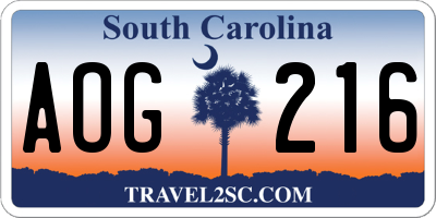SC license plate AOG216
