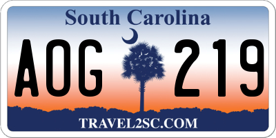 SC license plate AOG219
