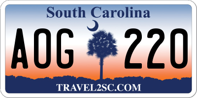 SC license plate AOG220