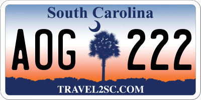SC license plate AOG222