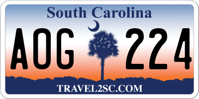 SC license plate AOG224