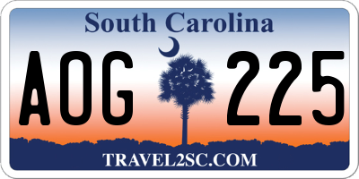 SC license plate AOG225