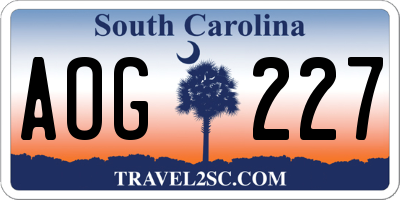 SC license plate AOG227