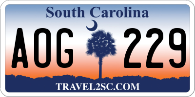 SC license plate AOG229