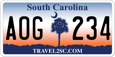 SC license plate AOG234