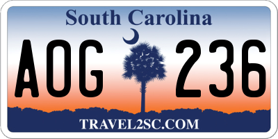 SC license plate AOG236